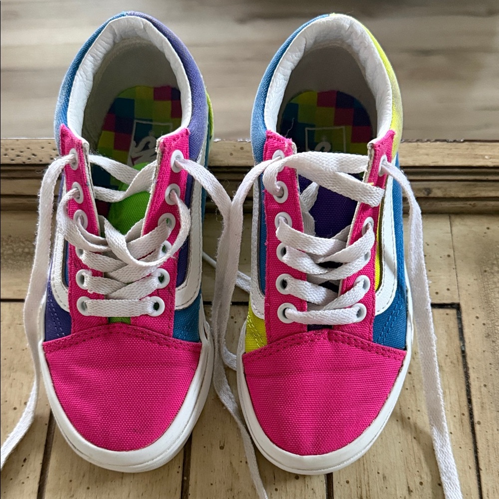 Vans Kids Multicolor Canvas Sneakers - Pink/Blue/Yellow/Green